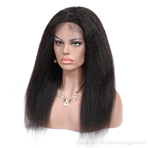 13*4 Lace Front Wig With Baby Hair Brazilian Virgin Human Hair Wigs With Bangs Kinky Straight